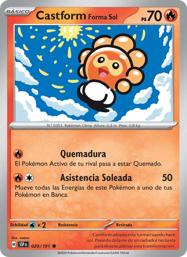 Castform Forma Sol · Chispas Fulgurantes 020/191