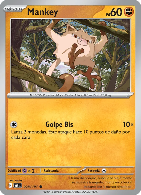 Mankey · Chispas Fulgurantes 098/191