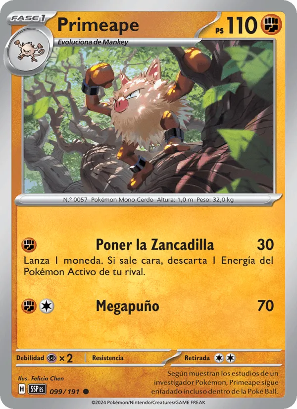 Primeape · Chispas Fulgurantes 099/191