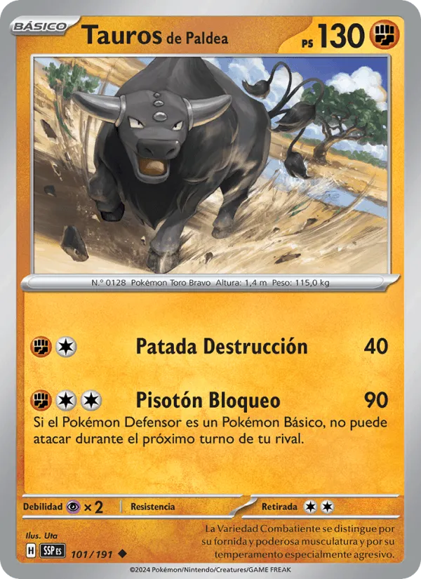 Tauros de Paldea · Chispas Fulgurantes 101/191