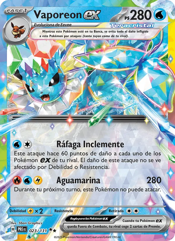 Vaporeon ex · Evoluciones Prismáticas 023/131