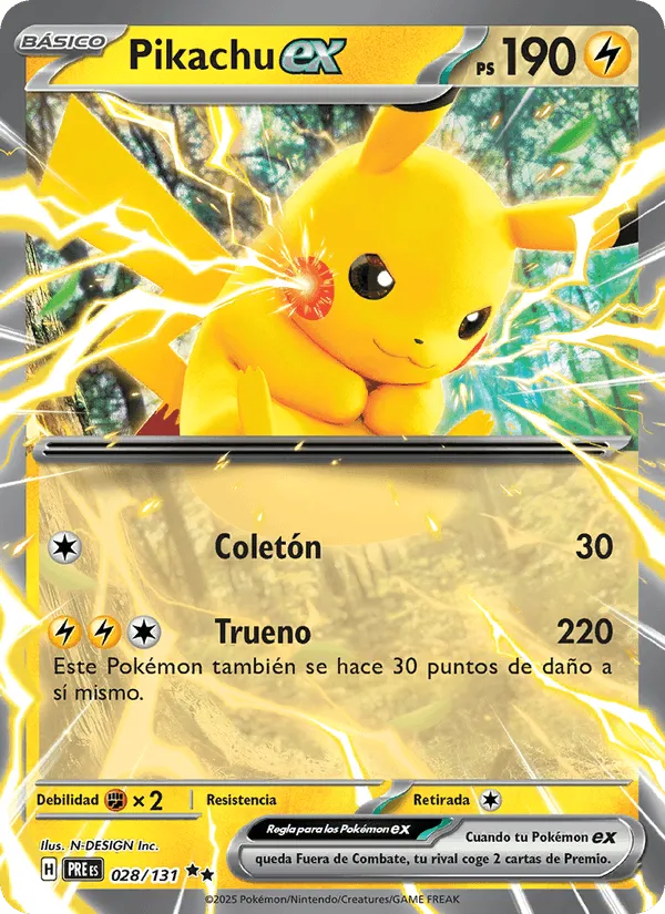 Pikachu ex · Evoluciones Prismáticas 028/131