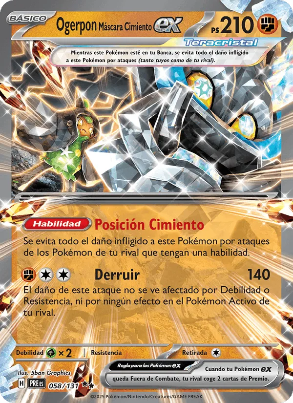 Ogerpon Máscara Cimiento ex · Evoluciones Prismáticas 058/131