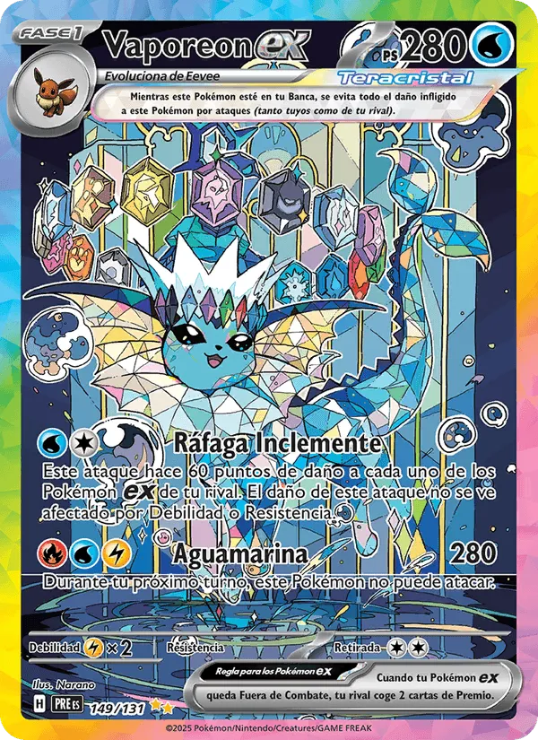 Vaporeon ex · Evoluciones Prismáticas 149/131