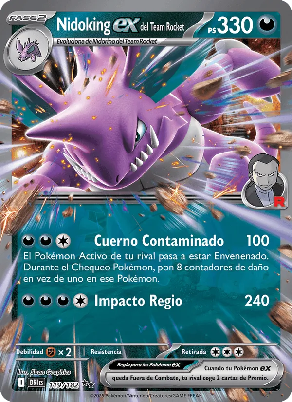 Nidoking ex del Team Rocket · Rivales Predestinados 119/182