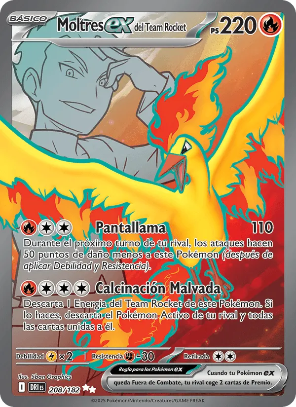 Moltres ex del Team Rocket · Rivales Predestinados 208/182