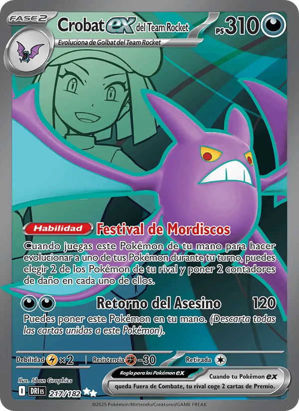 Crobat ex del Team Rocket · Rivales Predestinados 217/182