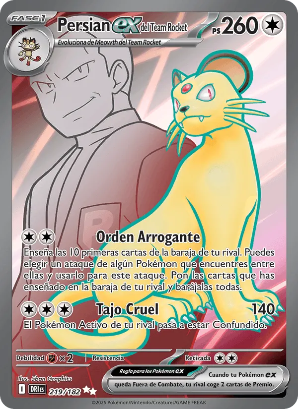 Persian ex del Team Rocket · Rivales Predestinados 219/182