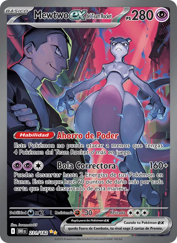 Mewtwo ex del Team Rocket · Rivales Predestinados 231/182