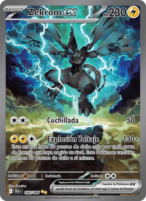 Zekrom ex · Fulgor Negro 166/86