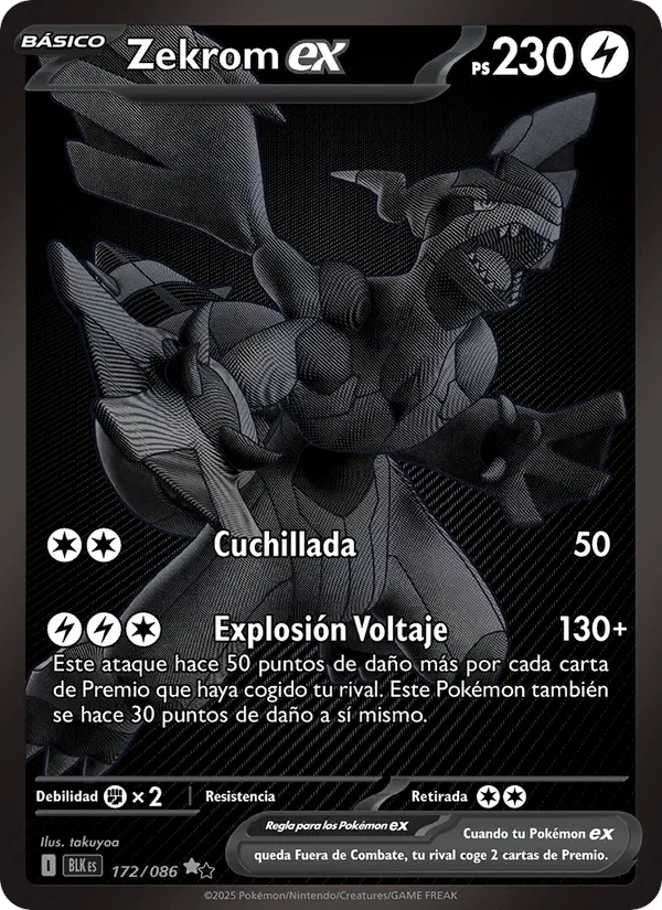 Zekrom ex · Fulgor Negro 172/86