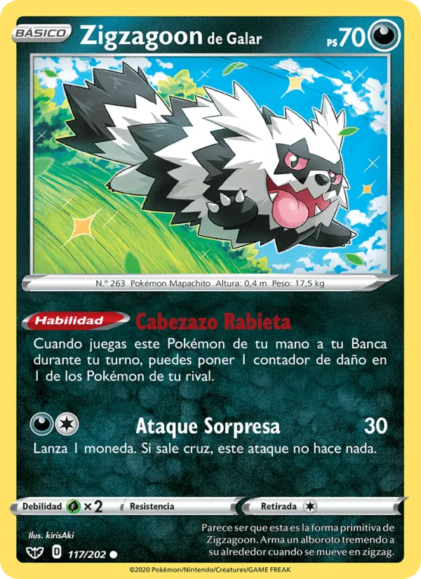 Zigzagoon de Galar · Espada y Escudo 117/202