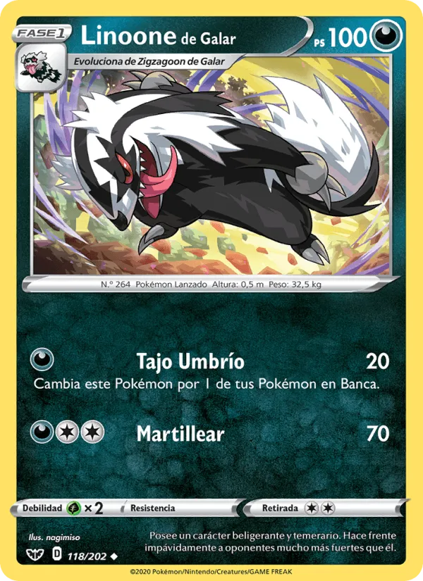 Linoone de Galar · Espada y Escudo 118/202