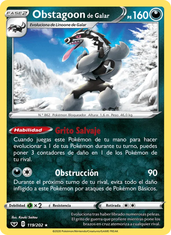 Obstagoon de Galar · Espada y Escudo 119/202