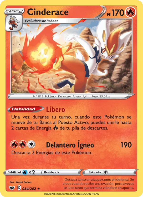 Cinderace · Espada y Escudo 34/202