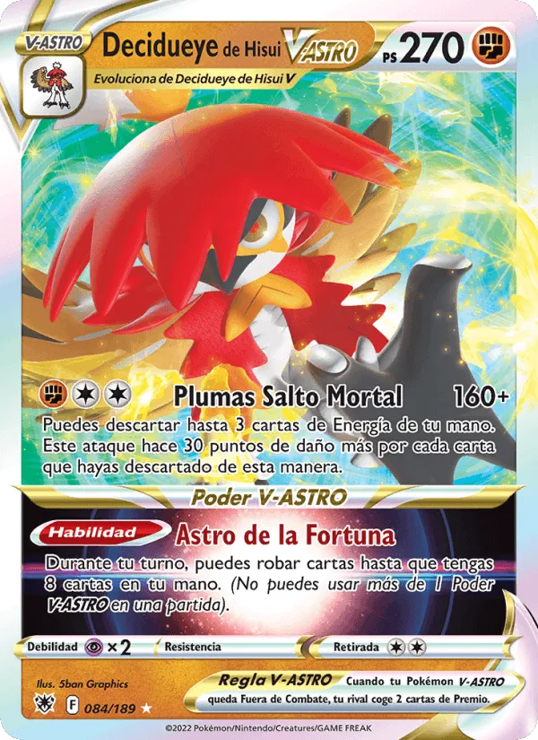Decidueye de Hisui V-ASTRO · Resplandor Astral 084/189