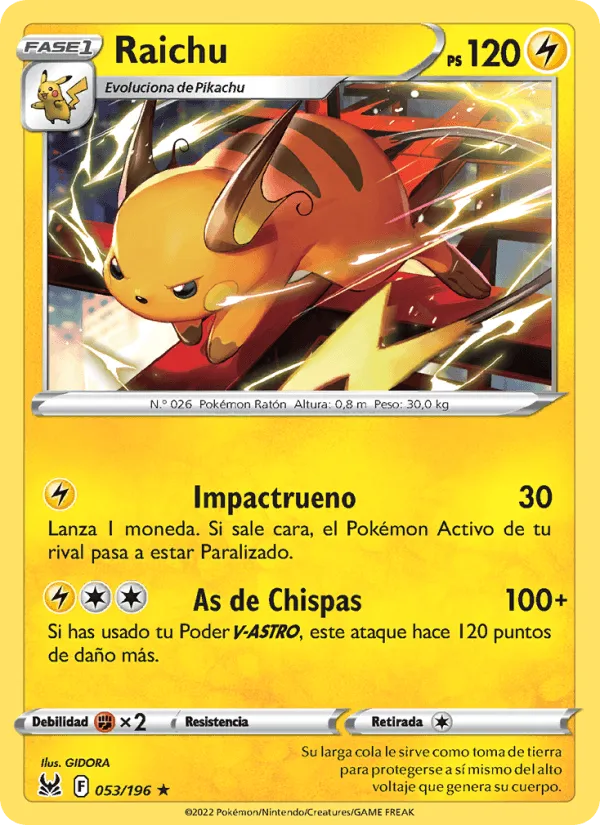 Raichu · Origen Perdido 053/196