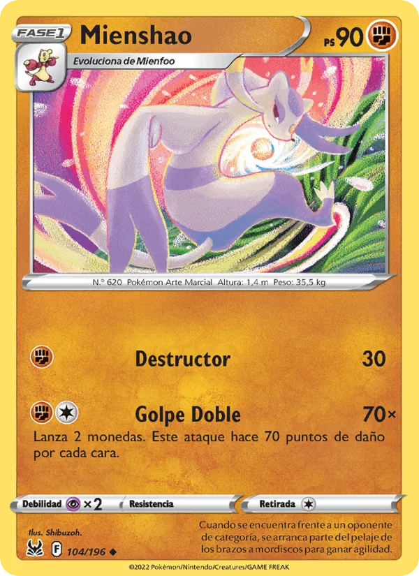 Mienshao · Origen Perdido 104/196