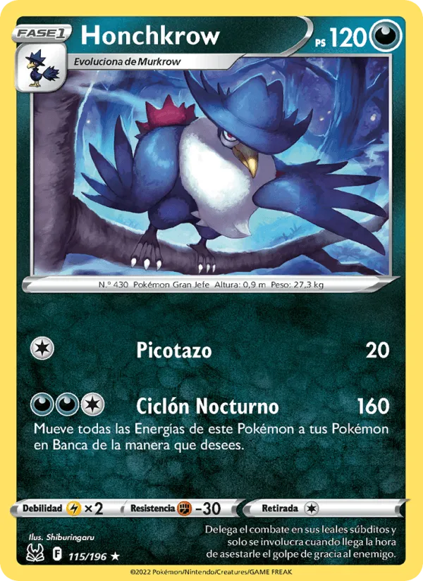 Honchkrow · Origen Perdido 115/196