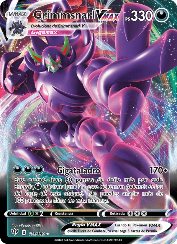 Grimmsnarl VMAX · Oscuridad Incandescente 115/189