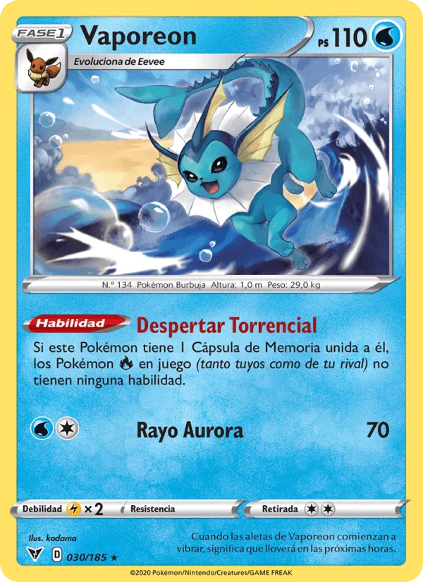 Vaporeon · Voltaje Vívido 30/185