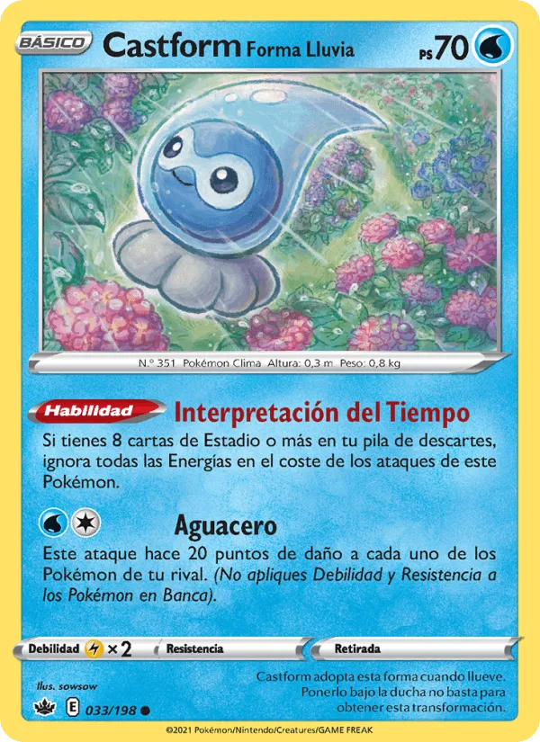 Castform Forma Lluvia · Reinado Escalofriante 33/198