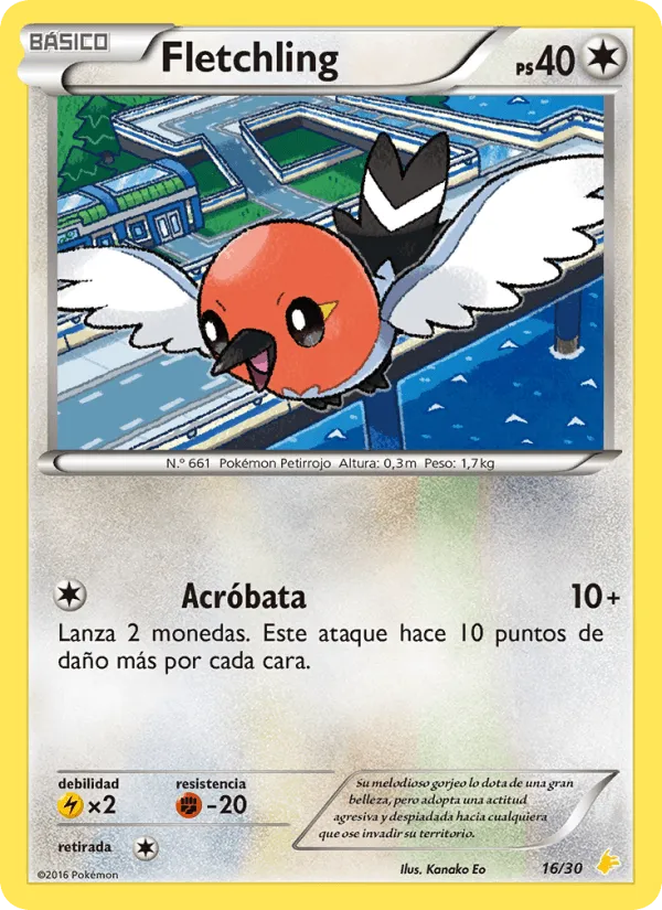 Fletchling · Kit de Entrenador XY (Pikachu Enmascarada) 16/30