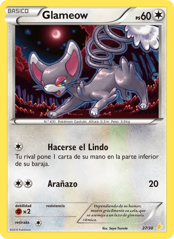 Glameow · Kit de Entrenador XY (Pikachu Enmascarada) 27/30