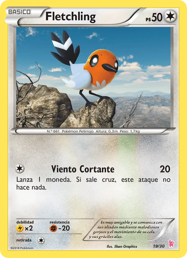 Fletchling · Kit de Entrenador XY (Pikachu Enmascarada) 19/30