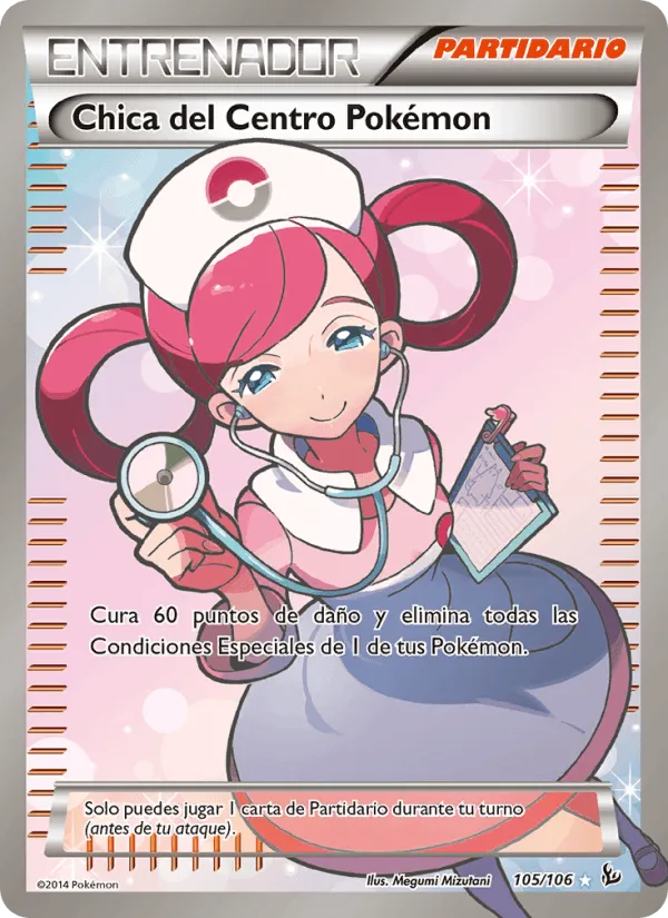 Chica del Centro Pokémon · Destellos de Fuego 105/106