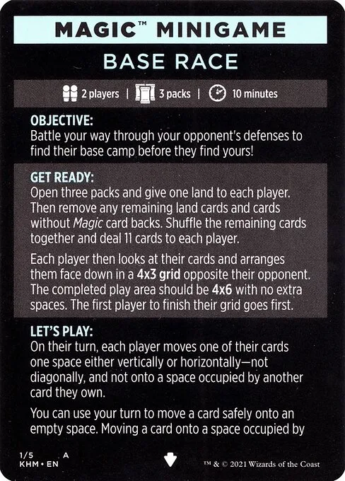 Base Race // Base Race (cont'd) · Kaldheim Minigames 1/5