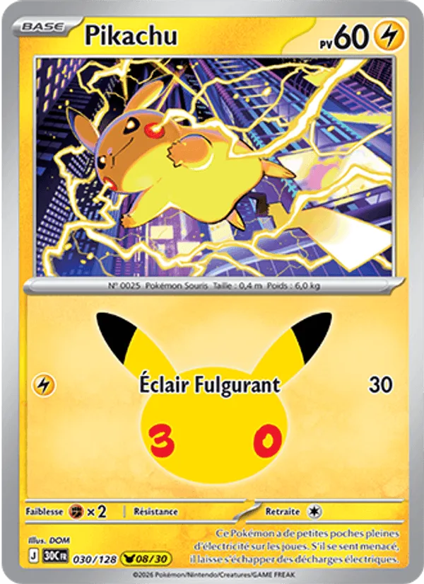 Pikachu · 30ᵉ Anniversaire 030/128