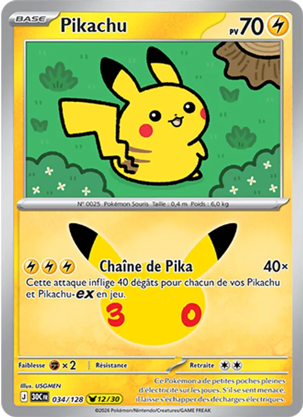 Pikachu · 30ᵉ Anniversaire 034/128