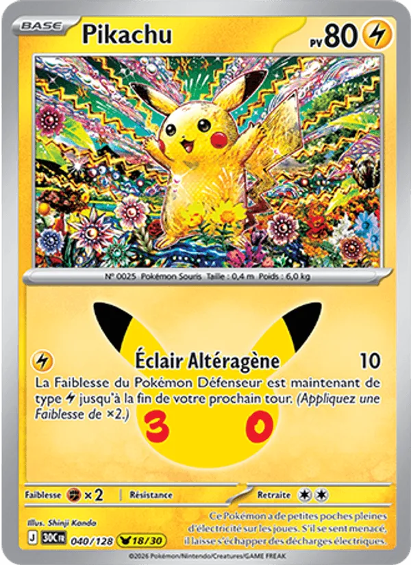 Pikachu · 30ᵉ Anniversaire 040/128