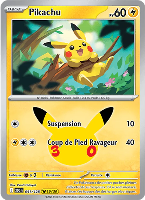 Pikachu · 30ᵉ Anniversaire 041/128