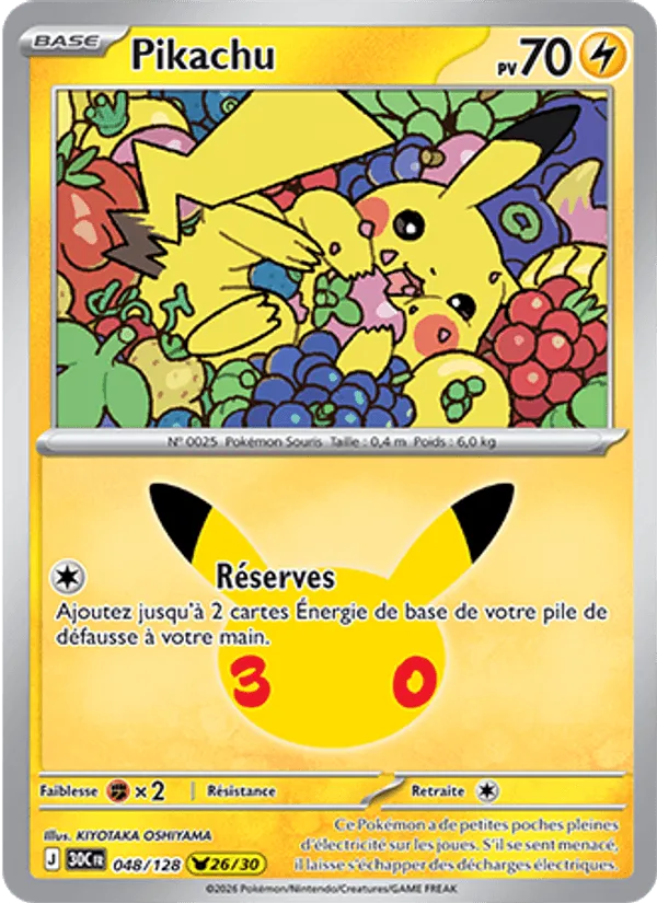 Pikachu · 30ᵉ Anniversaire 048/128