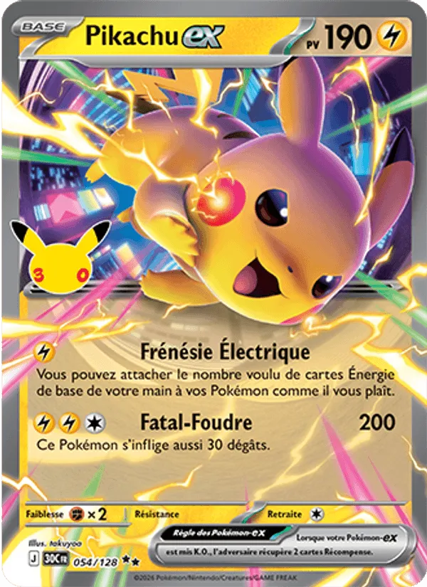 Pikachu-ex · 30ᵉ Anniversaire 054/128