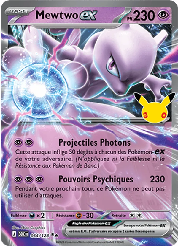 Mewtwo-ex · 30ᵉ Anniversaire 064/128
