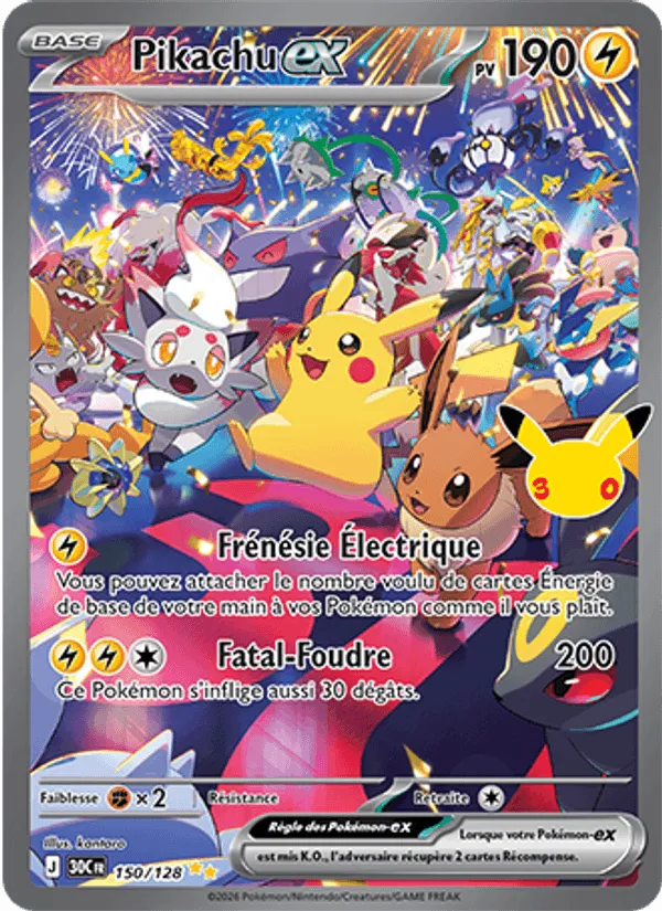 Pikachu-ex · 30ᵉ Anniversaire 150/128