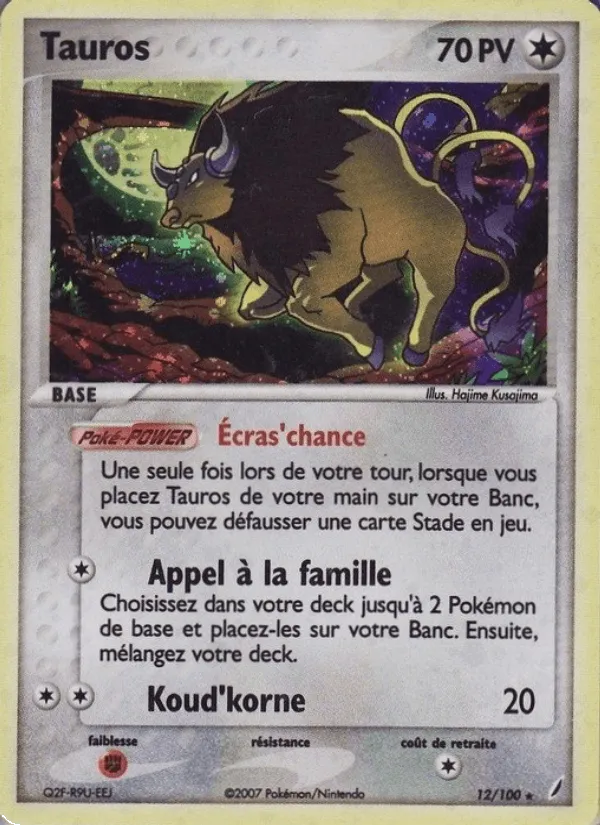 Tauros · EX Gardiens de Cristal 12/100