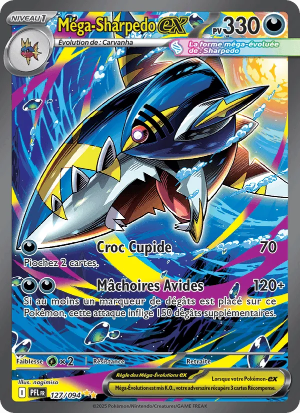 Méga-Sharpedo-ex · Flammes Fantasmagoriques 127/94