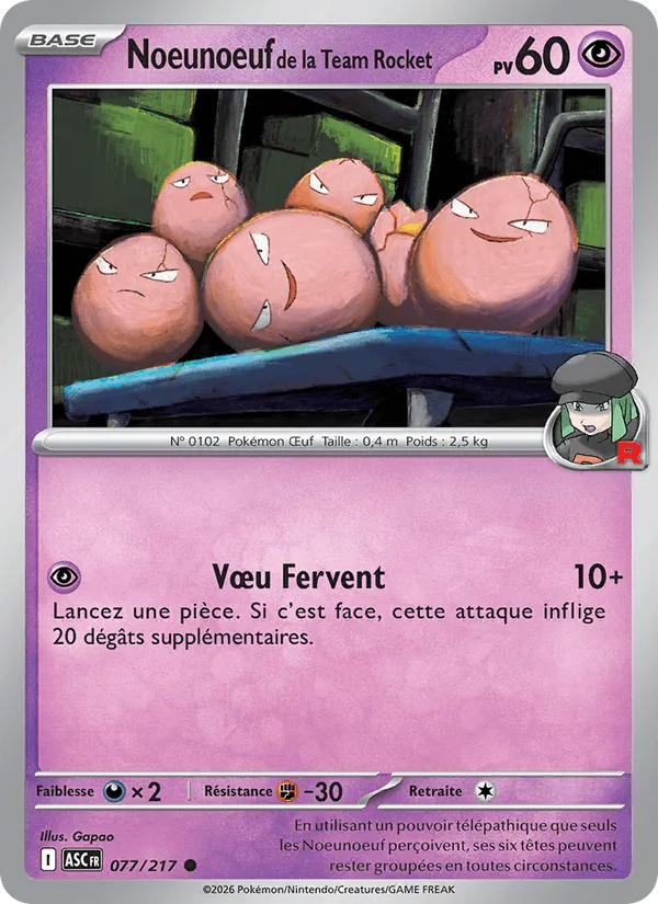 Noeunoeuf de la Team Rocket · Héros Transcendants 077/217