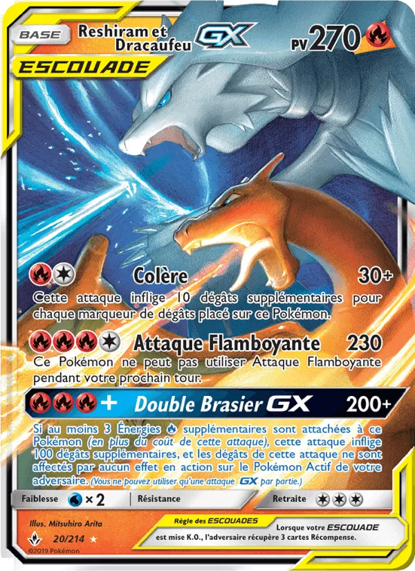 Reshiram et Dracaufeu GX · Alliance Infaillible 20/214
