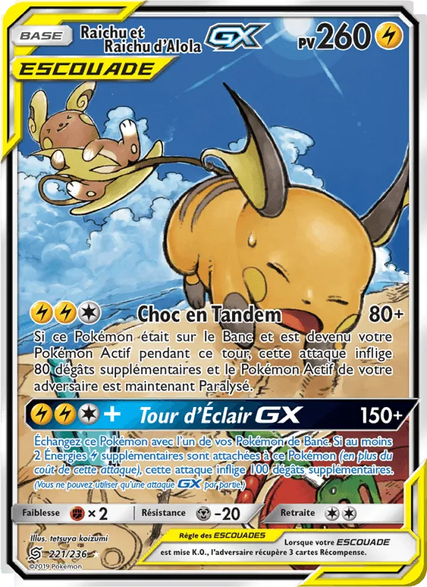 Raichu et Raichu d’Alola GX · Harmonie des Esprits 221/236