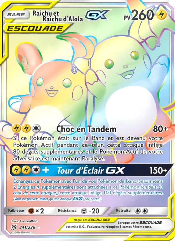 Raichu et Raichu d’Alola GX · Harmonie des Esprits 241/236