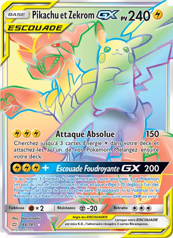 Pikachu et Zekrom GX · Duo de Choc 184/181