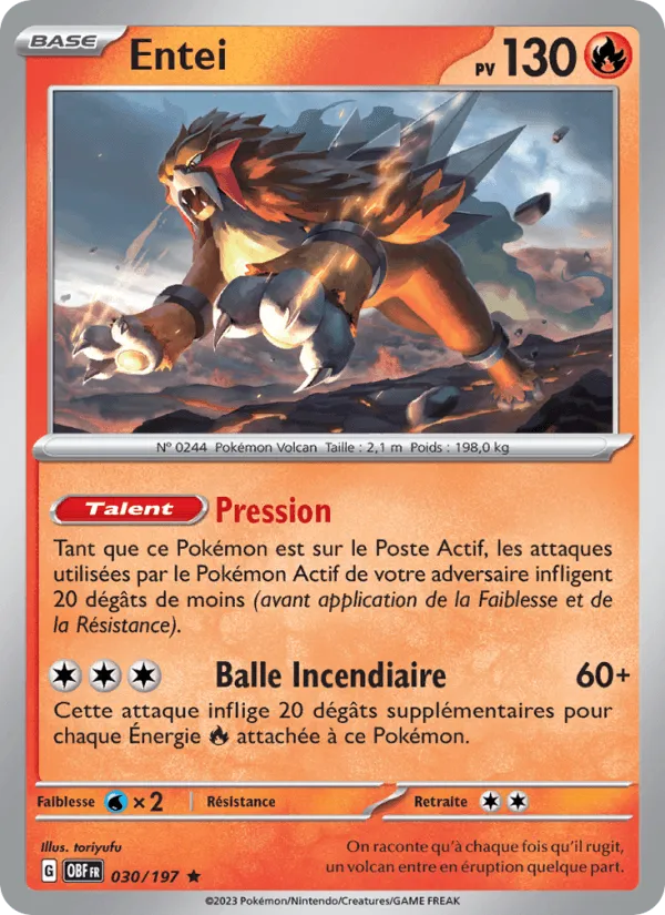 Entei · Flammes Obsidiennes 030/197