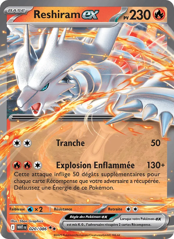 Reshiram-ex · Flamme Blanche 020/86