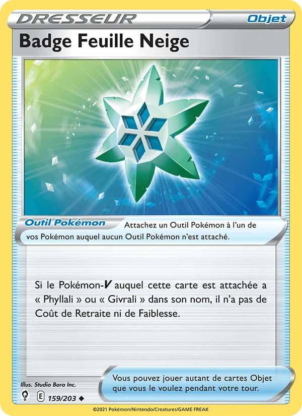Badge Feuille Neige · Évolution Céleste 159/203
