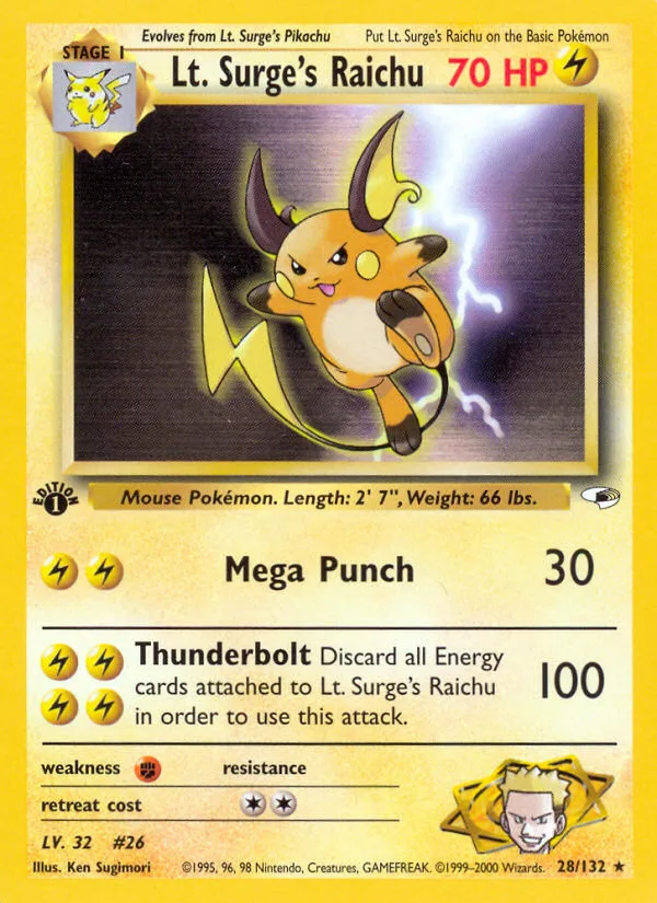 Lt. Surge's Raichu · Gym Heroes 28/132